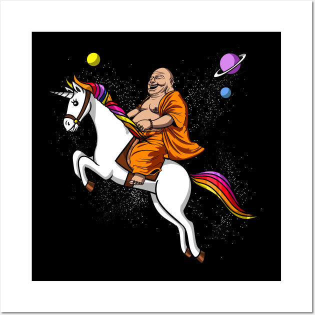 Buddha Riding Space Unicorn Wall Art by underheaven